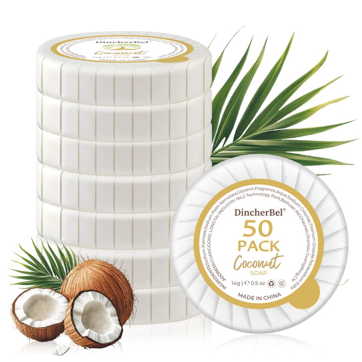 Dincherbel Hotel Soap Bars 0.5 Oz 50 Capsules Individual Round Soap Travel Size Bulk Toiletries For Airbnb Motel Guest Bathrooms