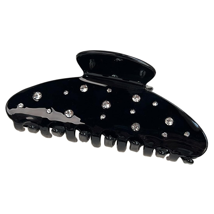 Wenlly Rhinestone Hair Claw 4.2 Inch Glitter Crystal Hair Jaw Clip Non Slip Shark Hair Clamp Barrette Fashion Hair Accessories Black