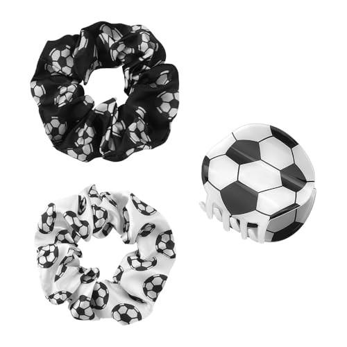 Soccer Hair Claw Clip For Women Football Hair Ties Scrunchies For Women Friends Birthday Christmas Gifts For Woman Soccer Stuff Accessories
