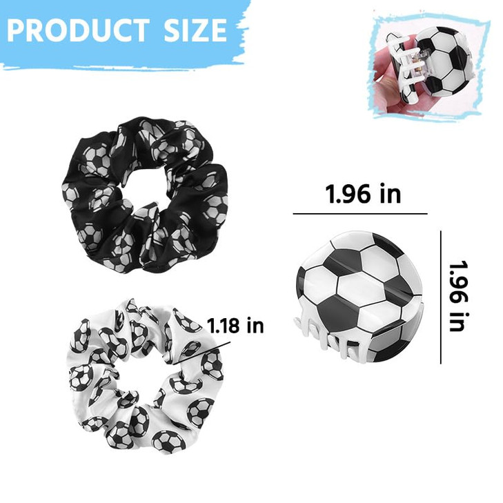 Soccer Hair Claw Clip For Women Football Hair Ties Scrunchies For Women Friends Birthday Christmas Gifts For Woman Soccer Stuff Accessories