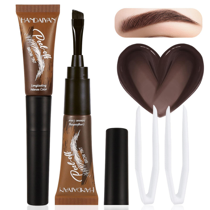 2Pcs Tattoo Eyebrow Gel Easy Peel Off With Tweezers Waterproof Sweatproof Transfer Proof Long Lasting Up To 3 Days Eye Brow Gel For Fuller