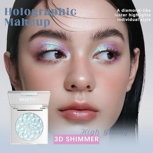 Hosaily Chameleon Mermaid Glitter Eyeshadow Duochrome Color Shifting Metallic Single Eyeshadow Holographic Sparkling Inner Corner Iridescent