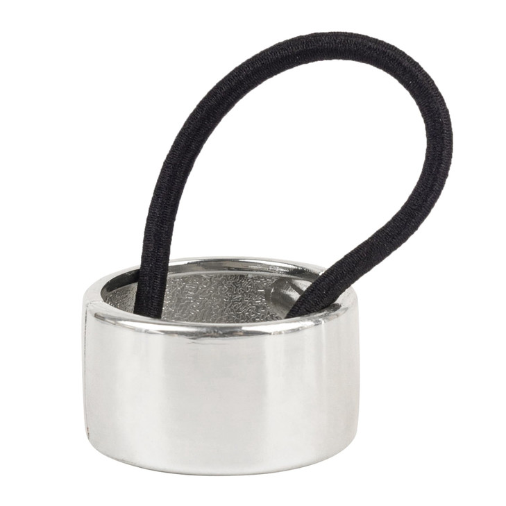 Framendino Silver Ponytail Hair Cuff Holder Metal Circle Elastic Ties Band For Women