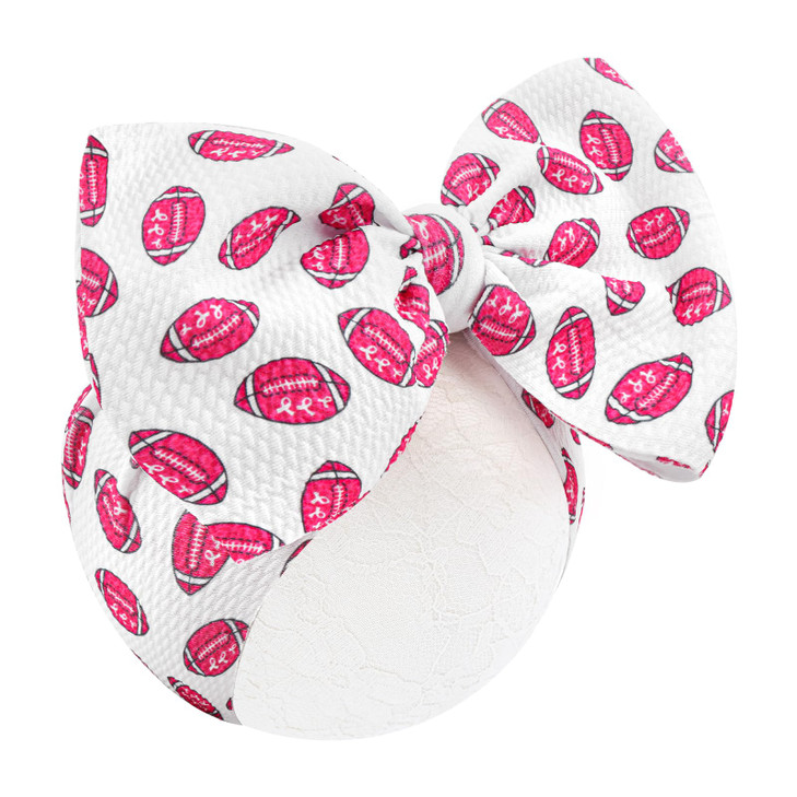 Yanjie 7 Pink Football Bows For Baby Girls Pink Headbands For Newborns Infants Toddlers Sports Girls Hair Accessories For Game Day Super