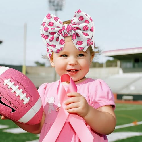 Yanjie 7 Double Layered Pink Football Bows For Baby Girls Pink Headbands For Newborns Infants Toddlers Sports Girls Hair Accessories Super