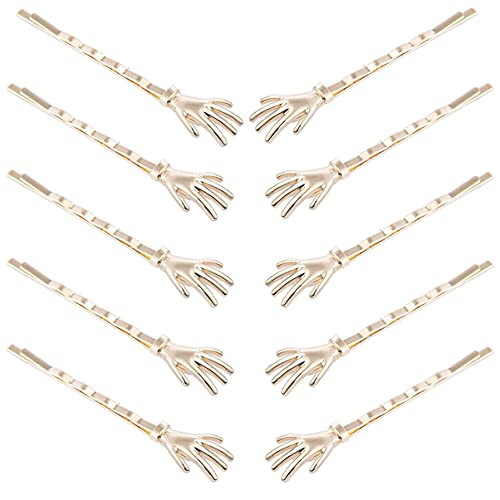 10Pcs Cute Spooky Skeleton Hands Bobby Pins Women Girls Halloween Hair Accessories Gold