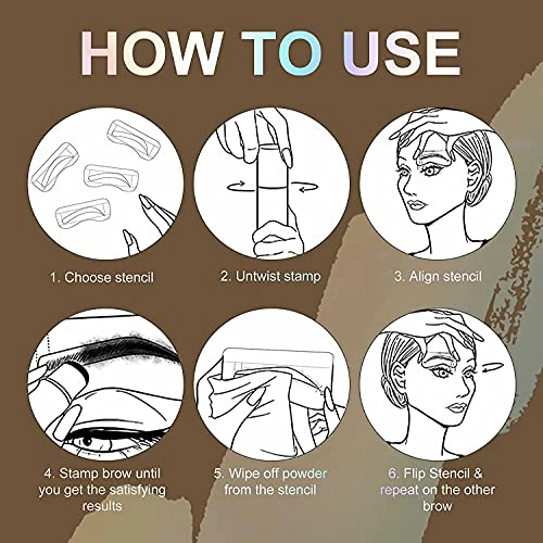 Eyebrow Stencil Kit One Step Brow Powder Stamp Makeup With 10 Reusable Eyebrow Stencils 2 Eyebrow Pen Brushes Professional Waterproof Brow
