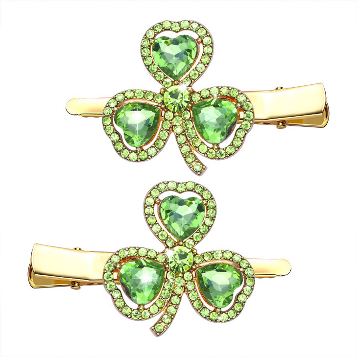 St Patrick S Day Hair Clips Rhinestone Shamrock Alligator Metal Clip Funny Irish Green Lucky Clover Hairpins Large Crystal Hair Barrettes