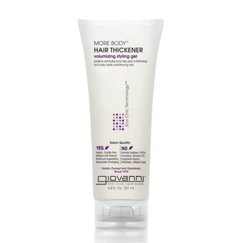 GIOVANNI More Body Hair Thickener - Volumizing Styling Gel, Plumps Hair, Seals Split Ends, Adds Shine, Paraben-Free, Color Safe, Infused with Natural