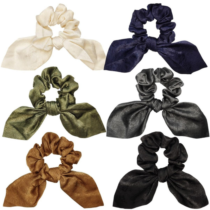 6 Pcs Silk Scrunchies And Hair Accessories Hair Ties Bands Bows Ropes Elastics Bracelets Ponytail Holders In Scrunchie Style For Women And