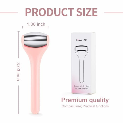 Maange Mini Eye And Face Rollers For Eye Massager Stainless Steel Eye Ice Roller For Relief Puffiness Migraine Skincare Facial Roller Pink