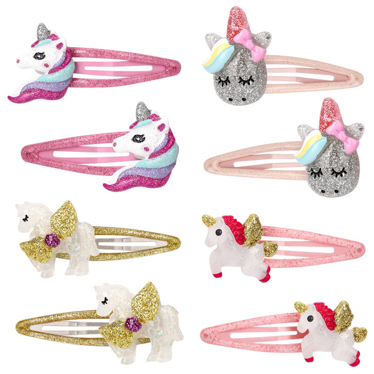 8 Pcs Colorful Unicorn Snap Hair Clips No Sli Little Girls Toddlers Kids Hair Clips Assorted Colorful Unicorn Hair Pins For Birthday Party