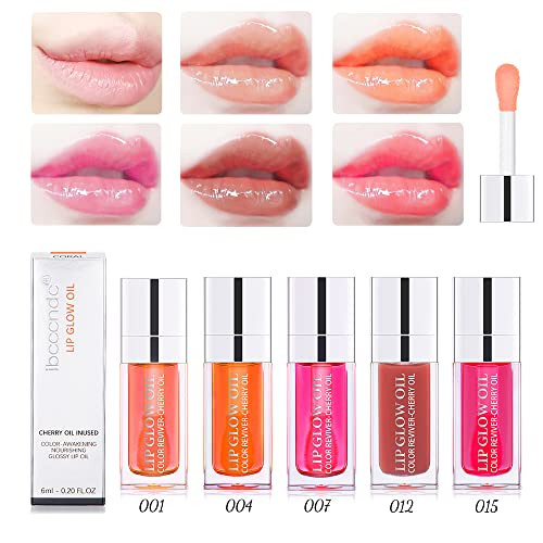 Hydrating Lip Glow Oil Moisturizing Lip Gloss Plumping Lip Oil Non Sticky Long Lasting Gloss Transparent Lip Oil Tinted Reduce Lip Lines