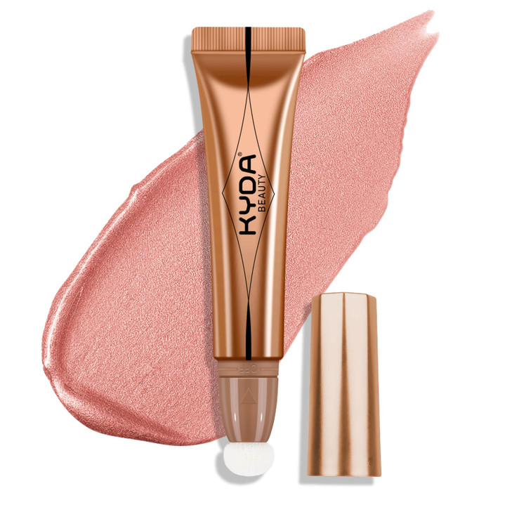 Kyda Blush Beauty Wand Shimmer Face Blush With Cushion Applicator Natural Pearl Finish Silky Smooth Creamy Formula Lightweight Blendable