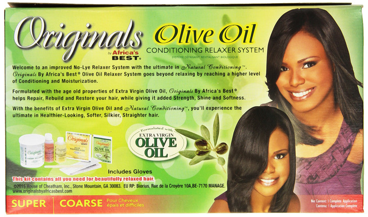 Originals by Africa's Best Olive Oil Hair Relaxer Kit, No lye Super / Coarse System, Conditions and Moisturizes For Healthier Looking, Softer, Silkie