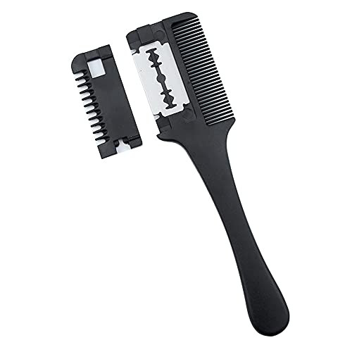 Medsuo Double Sided Hair Thinner Trimmer Razor Comb Cutting Scissors Tool For Home Salon Haircut Styling Black