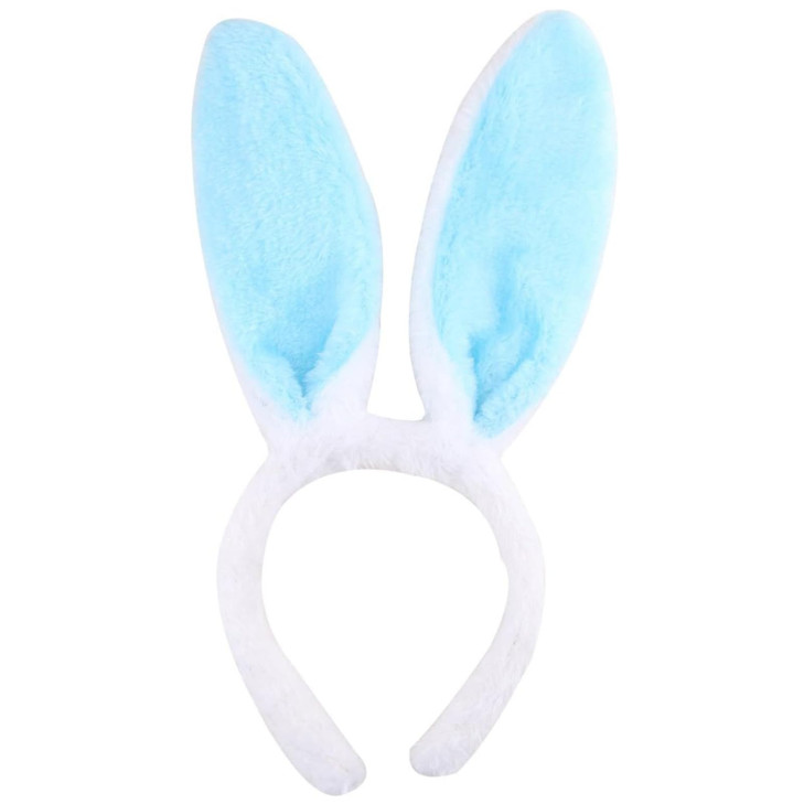 Bunny Ear Headband Plush Blue Rabbit Ear Design Soft Hair Ornament For Easter Party Cute Hair Hoop For Women And Girls