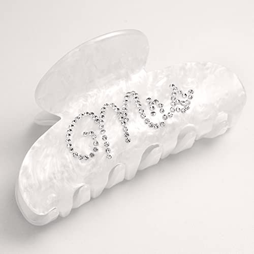 Saliyaa Hair Clip White Acrylic Mrs Hair Clip With Double Side Rhinestone Mrs Logo Wedding Gift For Bride Bridal Shower Bachelorette Party
