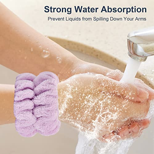 Dorbetar 2 Pcs Wrist Bands For Washing Face Microfiber Wrist Towels For Washing Face Spa Wristbands For Washing Face Face Wash Wristbands