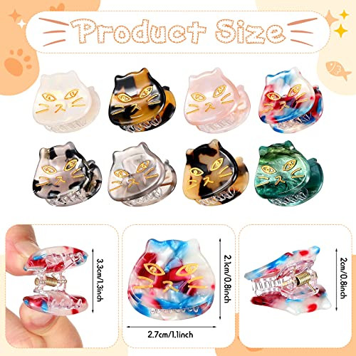 Crowye 8 Pcs Mini Cat Hair Clips Small Claw Clips For Women Girls
