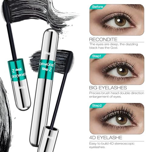 Drmode Mascara Black Length Waterproof 2 In 1 4D Silk Fiber Mascara