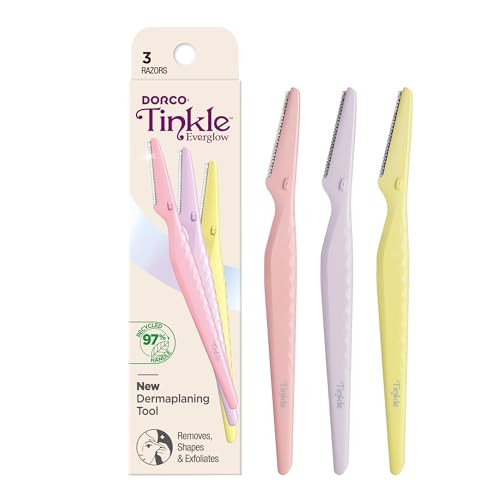 Tinkle Everglow Dermaplane Razor 3 Ct Eyebrow Razor And Face Razors For Women Peach Fuzz Remover Dermaplaning Tool Stainless Steel Blades