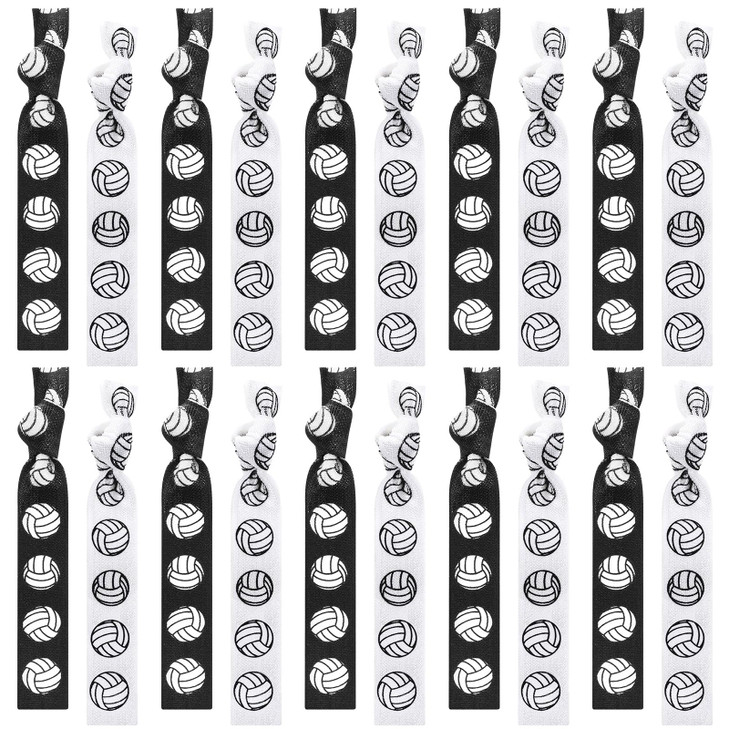 Hanaive 20 Pcs Volleyball Hair Ties No Crease Ribbon For Team Black White
