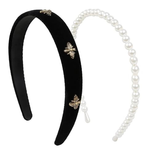 Terse Black Velvet Headband With White Pearl Accents Cute Vintage Designer Hair Accessory For Women S Holiday Fashion