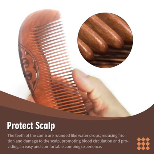 Yakuncl Anti Static Peach Wood Comb With Fine Tooth Wooden Comb For Women Gentle Scalp Massage And Smooth Styling For Curly Thick Straight