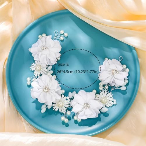 Campsis White Pearl Flower Headband First Communion Headpiece For Girls