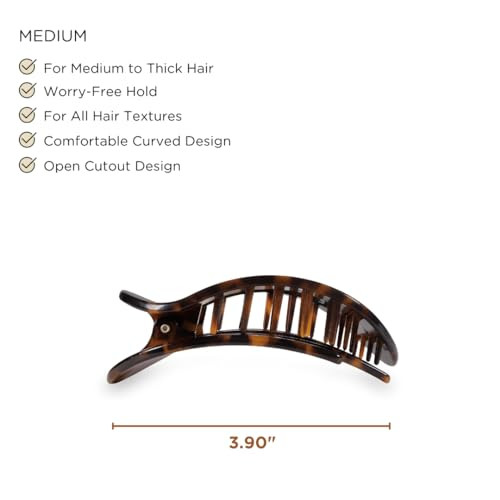 Teleties Medium Flat Round Clip Strong Grip Bendable Teeth Comfortable Curved Design For Lying Down Yoga Driving And More Ideal For Medium