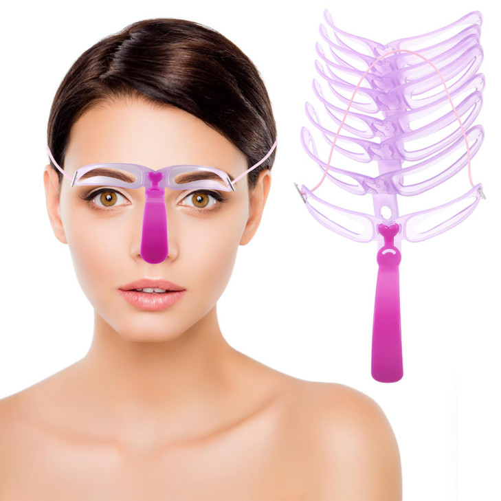Ipetboom Eyebrow Stencil Kit With 8 Reusable Templates And Adjustable Headband Violet Plastic Compact And Lightweight For Travel Beginners
