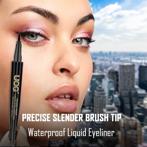 Uog United One Liquid Eyeliner Waterproof Smudge Proof Quick Dry Formula With Precise Slender Brush Tip Allergy Free And Long Lasting Up To