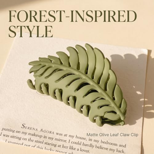 Green Hair Clamps Leaf Shaped Many Teeth Big Claw Clips Non Slip Leaves Hair Catch Barrette Jaw Clamp Hairpins For Women Girls Thin Thick