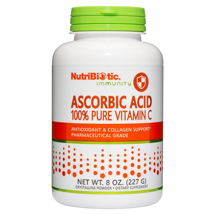 NutriBiotic Ascorbic Acid Vitamin C Powder, 8 Oz | Pharmaceutical Grade L-Ascorbic Acid, 2000 Mg Per Serving | Essential Immune & Antioxidant Collage