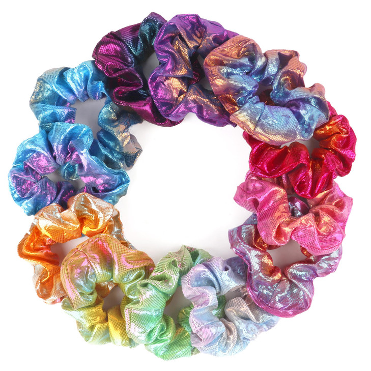 Beauty.H.C 12 Pcs Scrunchies For Women Shiny Metallic Hair Scrunchies For Girls Hair Ties Elastic Hair Bands Ropes Soft Ropes Ponytail