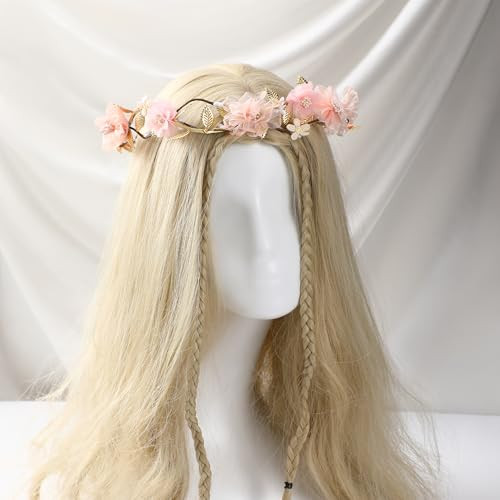 Korvishow Pink Flower Crown Headband Fairy Floral Headpiece For Women