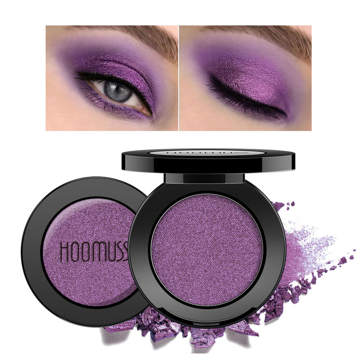 Hoomuss Purple Eyeshadow Shimmer Single Dark Eyeshadow Palette For Women