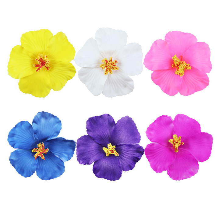 Aacehlh 6Pcs Hawaiian Flower Hair Clips 3.94 Inch Plumeria Hair Clips Hibiscus Hair Barrettes For Hawaii Tropical Party Decorations Luau