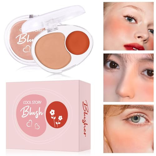 Dual Tone Face Blush Palette For Cheeks Waterproof Long Lasting Satin Finish Creamy Texture Sculpting All Skin Tones Squalane Highlighting