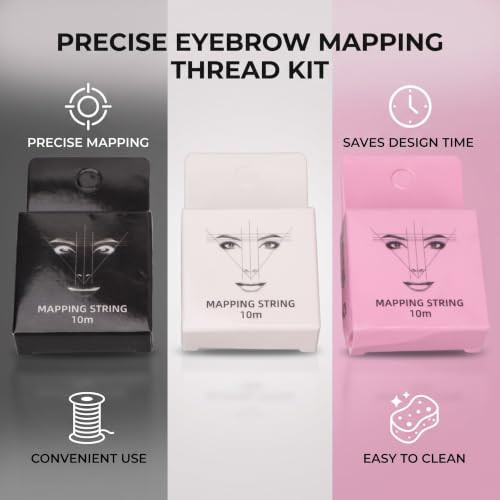 Pre Inked Eyebrow Mapping String 3Pcs 32.8Ft Microblading String Measurement 15Ml Eyebrow Thread Line Tool Mapping Kit For Eyebrow Designers