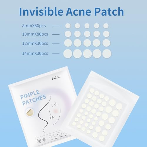 Safirst Acne Patches Hydrocolloid Pimple Absorbing Patch 4 Size 220 Counts Spot Blemish Invisible Sticky Stickers Zit Dot For Face Emergency