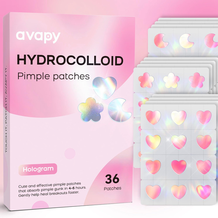 Avapy Pimple Patches For Face Cute Hydrocolloid Acne Patches Colorful Hologram Heart Sport Stickers Zits And Blemish Pimple Patch With