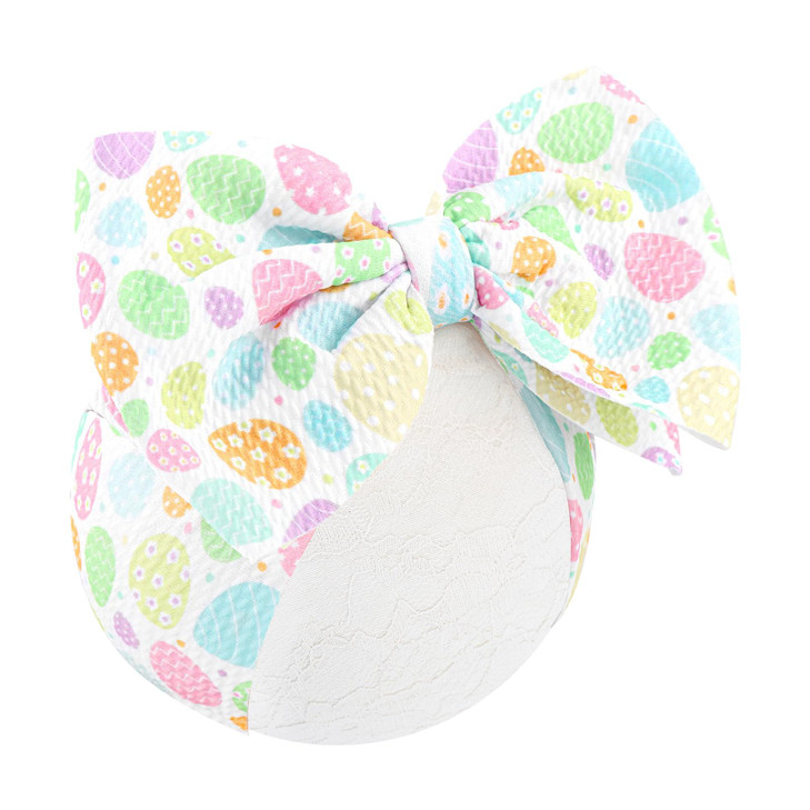 Yanjie 7 Easter Baby Girl Bows Egg Headband Easter Hair Bows Large Easter Baby Headband Toddler Girls Hair Accessories Infant Bow Pink