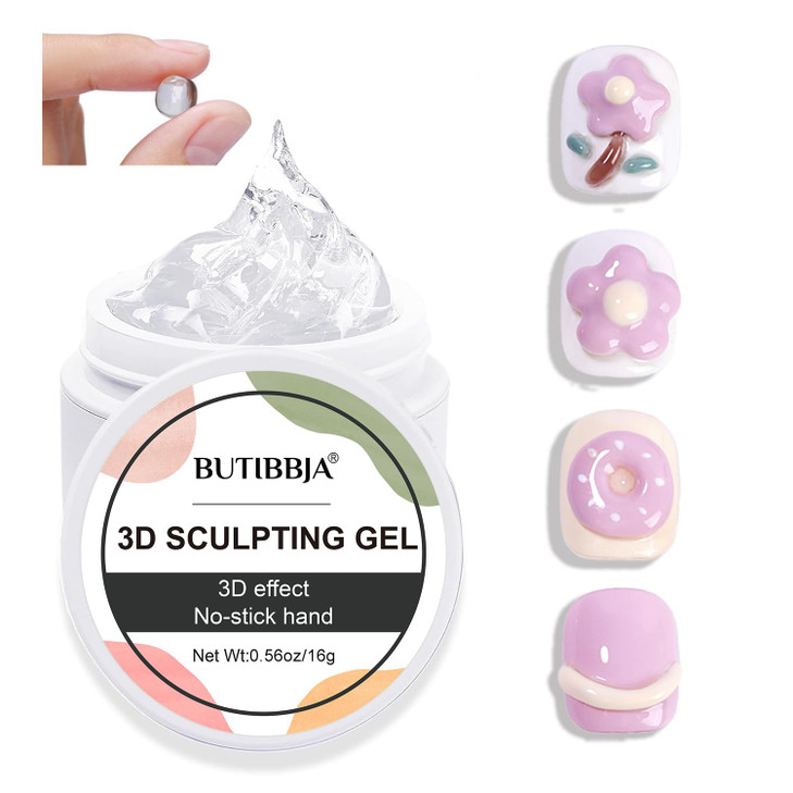 Butibbja Solid Builder Gel For Nails Clear Nail Art For 3D Sculpting Gel Sock Off Uv Led With Silicone Mold Salon Diy At Home 16G 0.56Oz