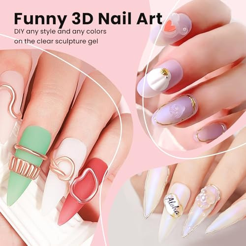 Butibbja Solid Builder Gel For Nails Clear Nail Art For 3D Sculpting Gel Sock Off Uv Led With Silicone Mold Salon Diy At Home 16G 0.56Oz