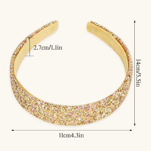 Amcami Gold Sparkle Headband Sparkly Glitter Headbands For Girls Hair Bands For Little Girls Gold Hair Accessories