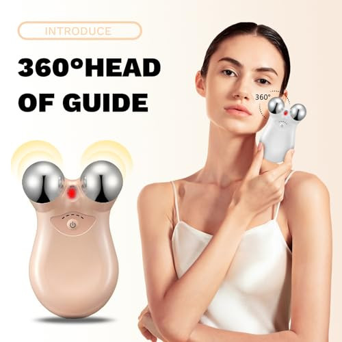 Facial Massage Roller Device Dual Head Design With Led Light Therapy Electric Beauty Tool For Skin Care White