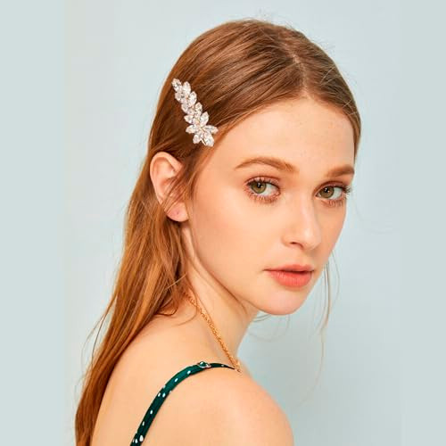 2 Pcs Rhinestone Crystal Hair Clip French Cubic Zirconia Vintage Bridal Wedding Hairpins For Bridesmaids Flower Girls Party Prom Birthday
