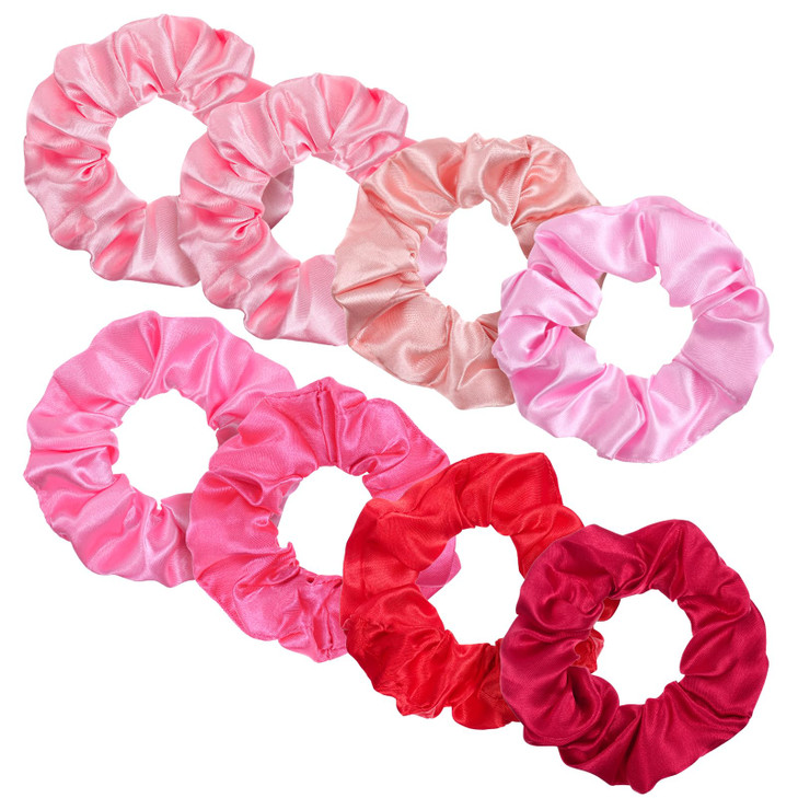 8 Pcs Satin Silk Scrunchies Pink Silk Hair Scrunchies Soft Hair Ties